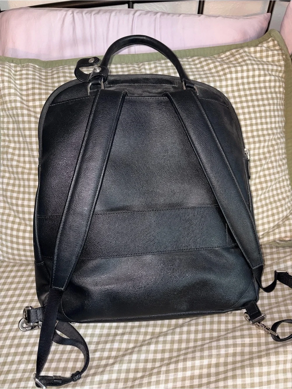 Tumi Black Leather Laptop Backpack